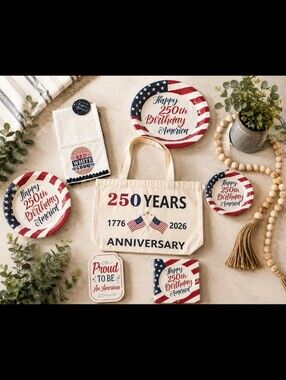 Picnic Bundle - USA 250 Years Anniversary Patriotic Tote and Party Set